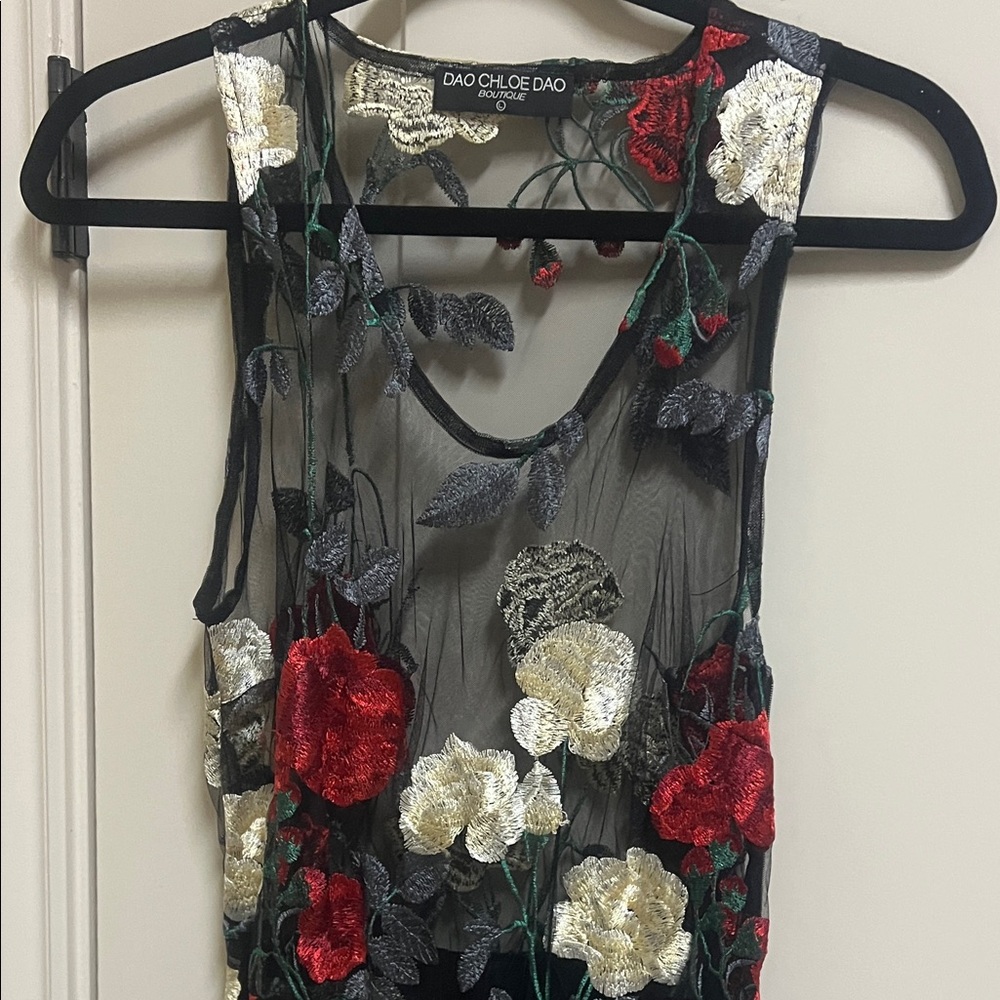Chloe Dao Floral Embroidered sheer dress